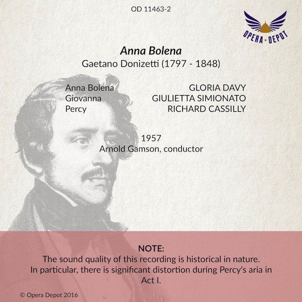 Donizetti: Anna Bolena - Davy, Simionato, Cassilly, Smith; Gamson. 1957