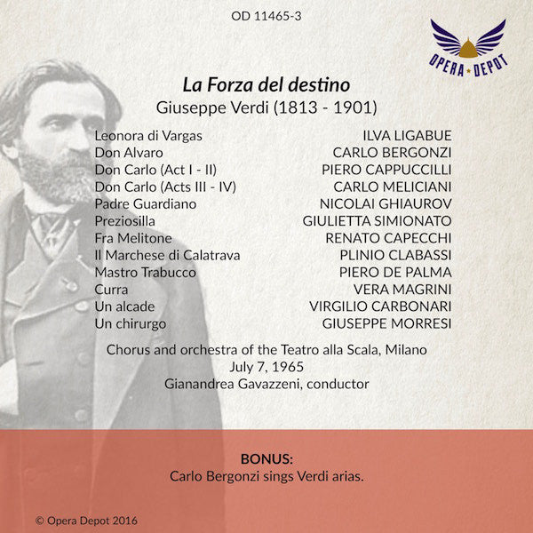 Verdi: La Forza del destino - Ligabue, Bergonzi, Cappuccilli, Ghiaurov, Capecchi; Gavazzeni. Milano, 1965