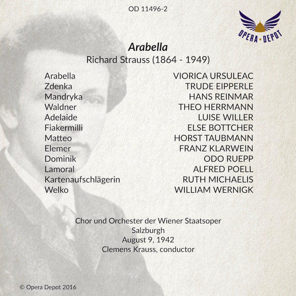 Strauss: Arabella - Ursuleac, Reinmar, Eipperle, Willer, Taubmann; C. Krauss. Salzburg, 1942