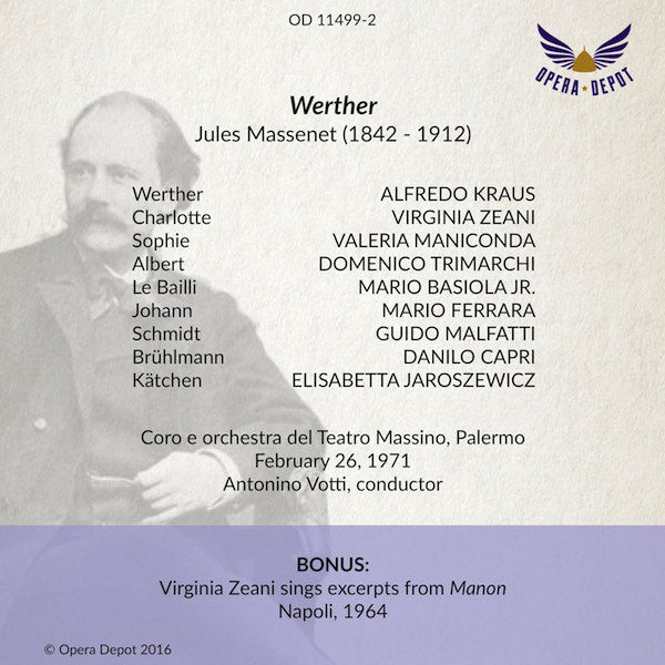 Massenet: Werther (In Italian) Kraus, Zeani, Trimarchi, Maniconda; Votto. Palermo, 1971