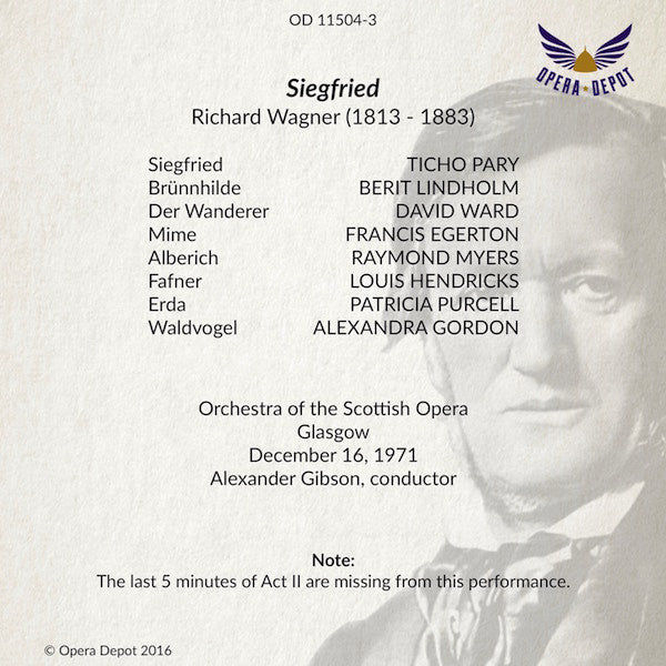 Wagner: Siegfried - Parly, Lindholm, Ward, Egerton; Gibson. Glasgow, 1971