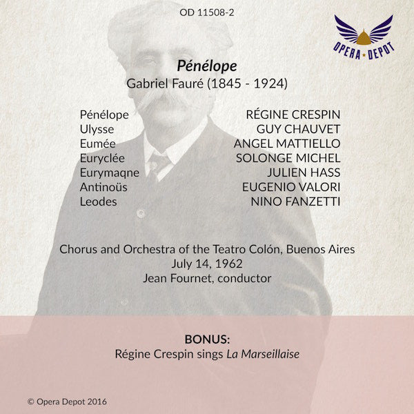 Fauré: Pénélope - Crespin, Chauvet, Mattiello, Hass; Fournet. Buenos Aires, 1962