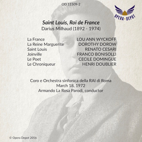 Milhaud: St. Louis, Roi de France - Dorow, Bonisolli, Cesari; Parodi. Roma, 1972