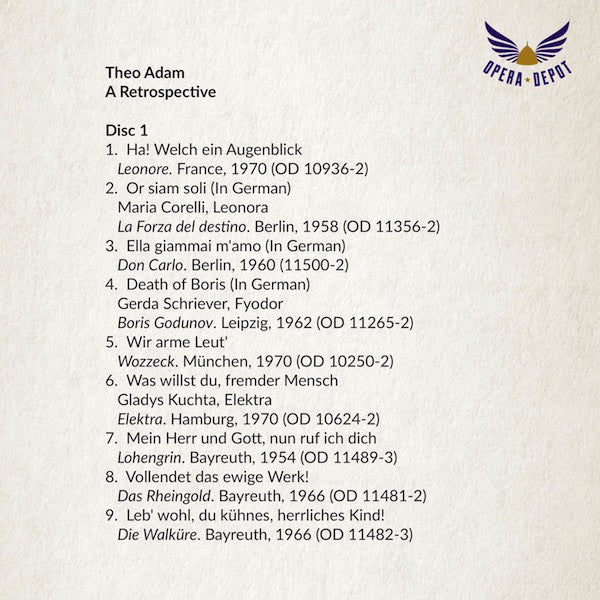 Compilation: Theo Adam - Excerpts from Wozzeck, Leonore, Forza, Don Carlo, Parsifal, Lohengrin and The Ring