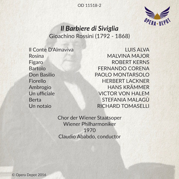 Rossini: Il Barbiere di Siviglia - Kerns, Alva, Major, Corena, Montarsolo; Abbado. Wien, 1970
