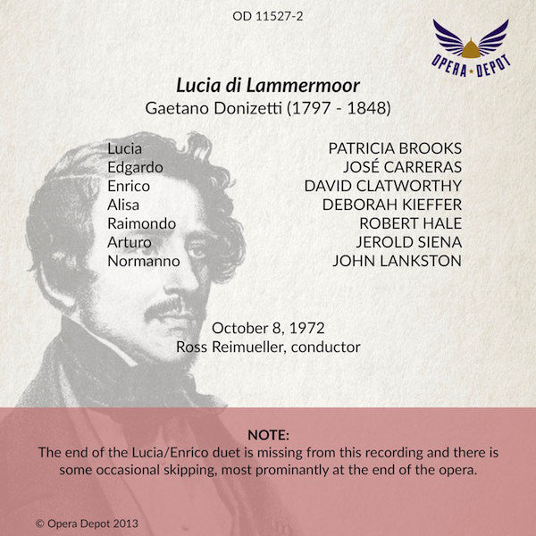 Donizetti: Lucia di Lammermoor - Brooks, Carreras, Clatworthy, Hale; Reimeuller. 1972