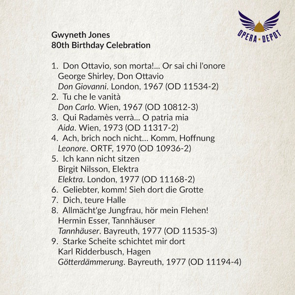 Compilation: Gwyneth Jones 80th Birthday Celebration - Arias from Don Giovanni, Leonore, Don Carlo, Götterdämmerung, Elektra and more