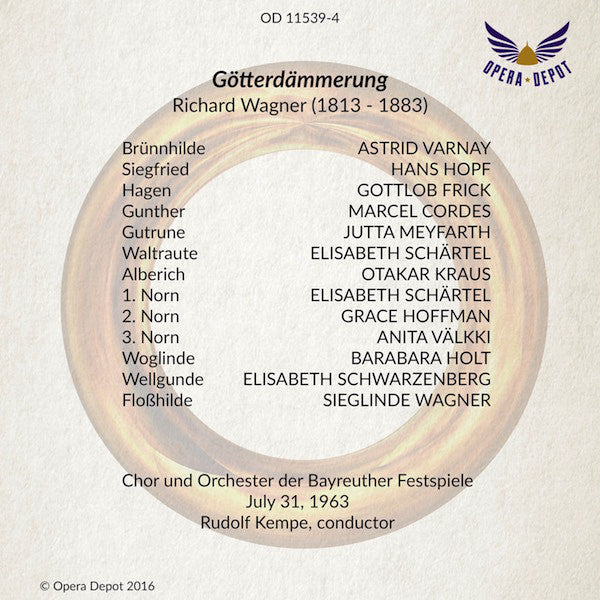 Wagner: Götterdämmerung - Varnay, Hopf, Frick, Cordes, Meyfarth, Kraus, Välkki; Kempe. Bayreuth, 1963