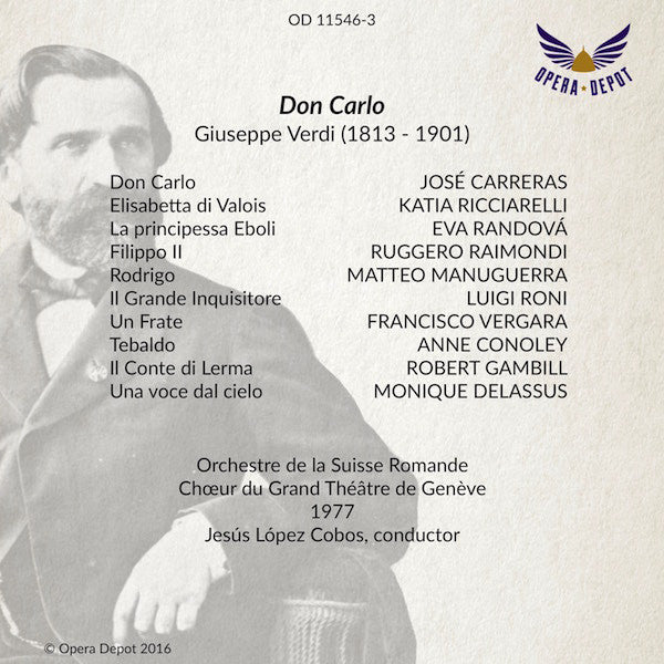 Verdi: Don Carlo - Carreras, Ricciarelli, Randová, R. Raimondi, Manuguerra, Roni; Lopez-Cobos. Genève, 1977