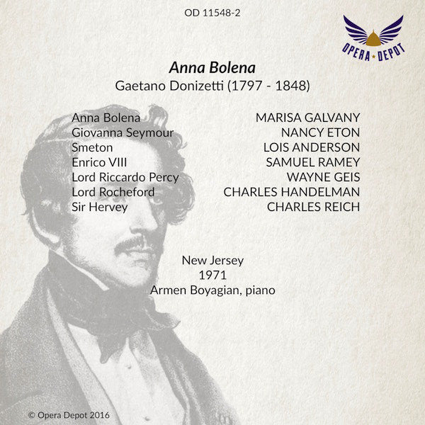 Donizetti: Anna Bolena (With Piano) - Galvany, Eton, Ramey, Geis; Boyagian. New Jersey, 1971