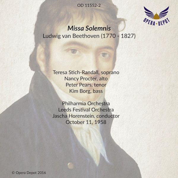 Beethoven: Missa Solemnis - Stich-Randall, Proctor, Pears, Borg; Horenstein. Leeds, 1958