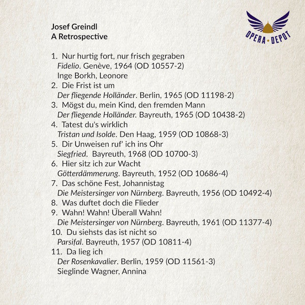 Compilation: Josef Greindl - Excerpts from Fidelio, Holländer, Tristan, Siegfried, The Ring, Meistersinger, Parsifal & Rosenkavalier