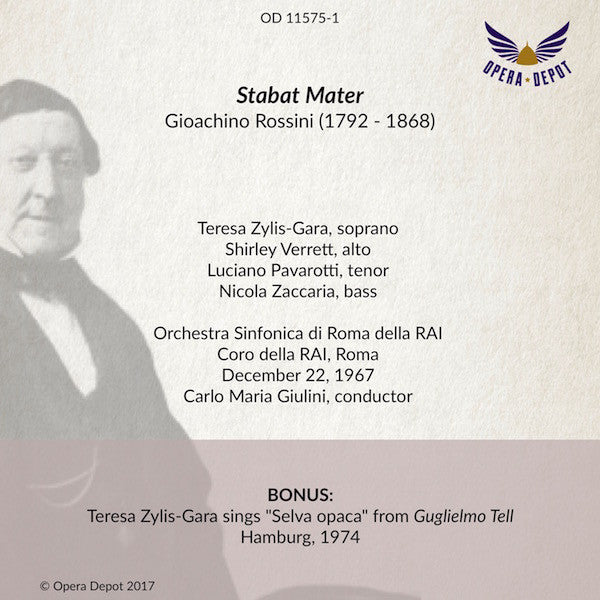 Rossini: Stabat Mater - Zylis-Gara, Verrett, Pavarotti, Zaccaria; Giulini. Roma, 1967