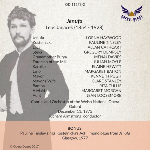 Janacek: Jenufa (In English) - Haywood, Tinsley, Cathcart, Dempsey; Armstrong. Oxford, 1975
