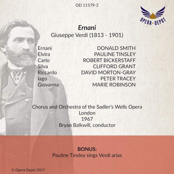 Verdi: Ernani (In English) - Tinsley, Smith, Bickerstaff, Grant; Balkwill. London, 1967