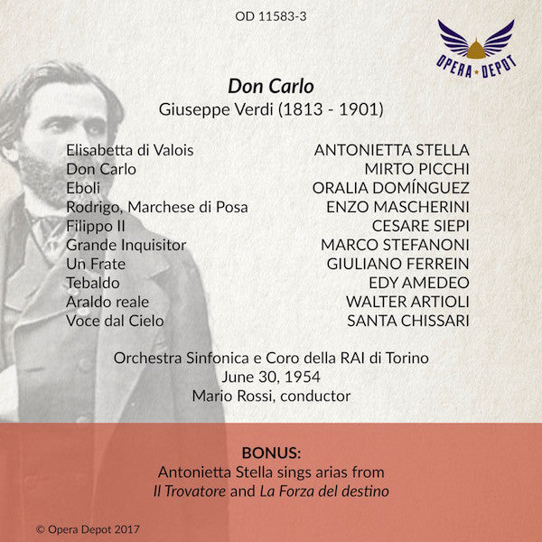 Verdi: Don Carlo - Stella, Picchi, Dominguez, Mascherini, Siepi; Rossi. Torino, 1954