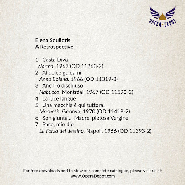 Compilation: Elena Souliotis - Arias from Norma, Anna Bolena, Nabucco, Macbeth, Forza, Aida, Tosca, and more