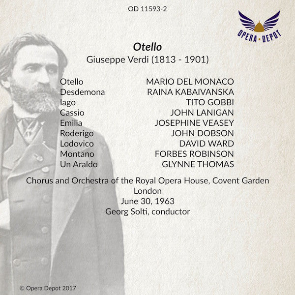 Verdi: Otello - Del Monaco, Kabaivanska, Gobbi, Veasey, Ward, Robinson; Solti. London, 1963