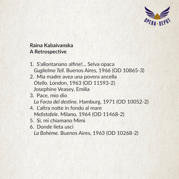 Compilation: Raina Kabaivanska - Guglielmo Tell, Otello, Forza, Mefistofele, Bohème, Tosca, Turandot and Madama Butterfly