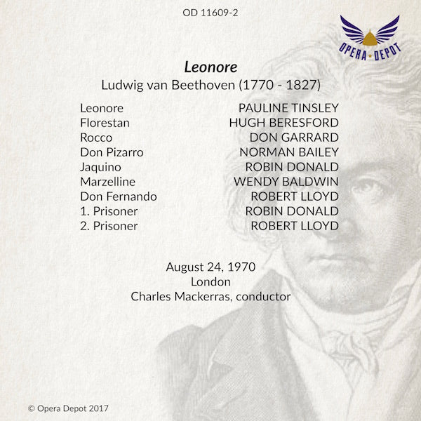 Beethoven: Leonore (In English) - Tinsley, Beresford, Bailey, Garrard; Mackerras. London, 1970