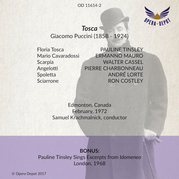 Puccini: Tosca - Tinsley, Mauro, Cassel; Krachmalnick. Edmonton, 1972