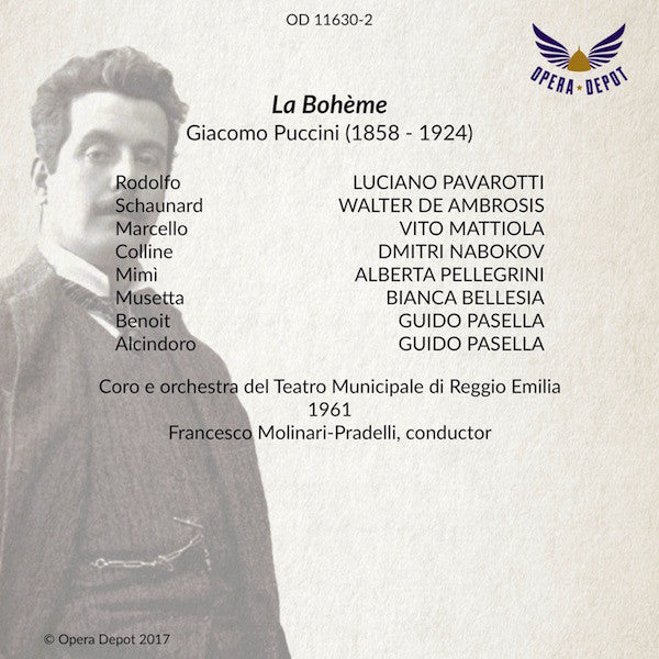 Puccini: La Bohème - Pavarotti (operatic debut), Pellegrini, Mattiola, Bellesia, Nabokov; Molinari-Pradelli. Reggio Emilia, 1961
