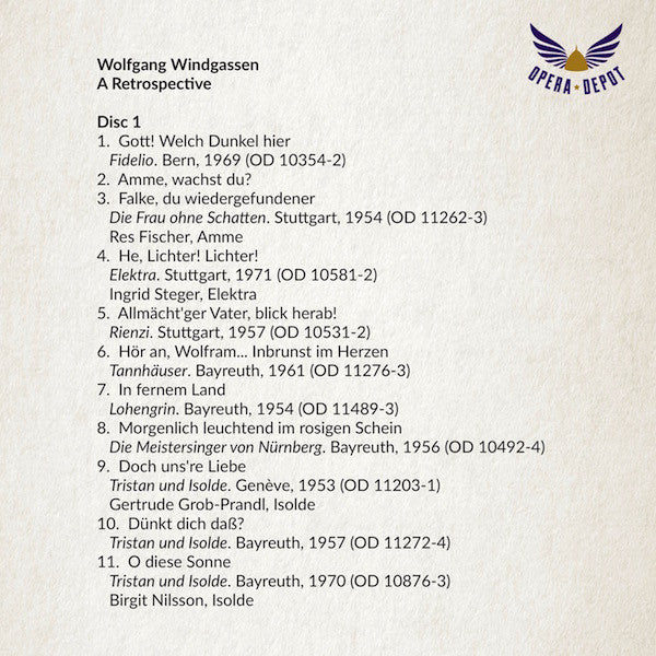Compilation: Wolfgang Windgassen - Scenes from Fidelio, Elektra, Die Frau ohne Schatten, Tristan, Meistersinger, Parsifal, Rienzi & The Ring