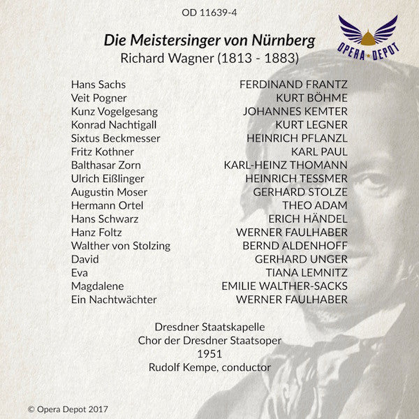 Wagner: Die Meistersinger von Nürnberg - Frantz, Aldenhoff, Lemnitz, Unger, Böhme, Pflanzl; Kempe. Dresden, 1951