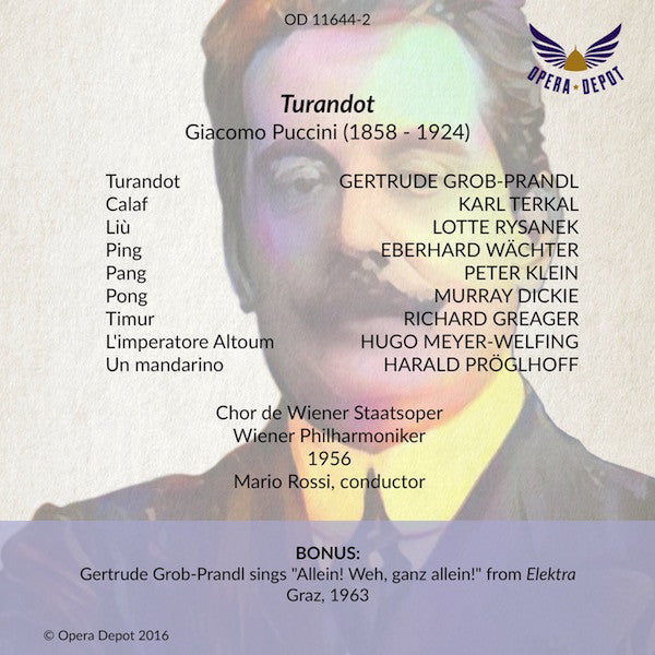 Puccini: Turandot (In German) - Grob-Prandl, Lotte Rysanek, Terkal, Wächter; Rossi. Wien, 1956