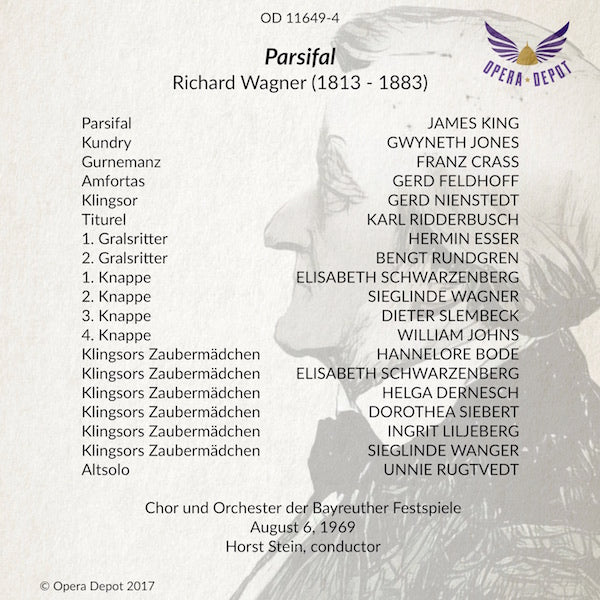 Wagner: Parsifal - King, Jones, Crass, Feldhoff, Nienstedt, Ridderbusch; Stein. Bayreuth, 1969