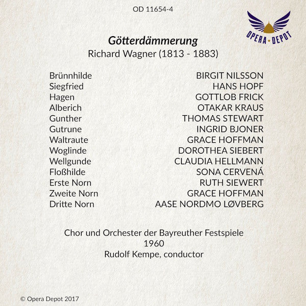 Wagner: Der Ring des Nibelungen - Nilsson, Hopf, Hines, Uhde, Windgassen, Frick, Töpper, Bjoner; Kempe. Bayreuth, 1960