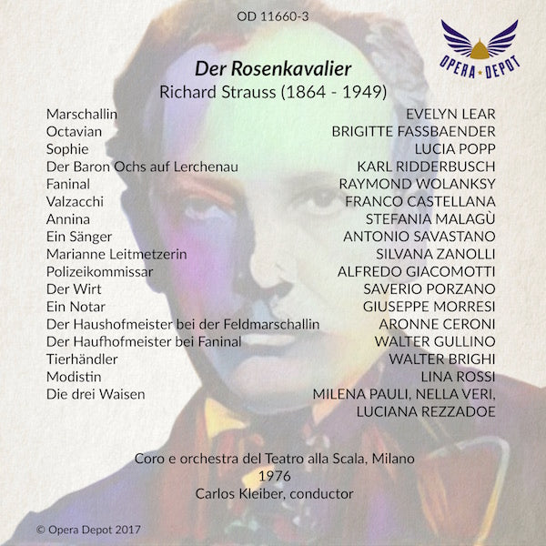 Strauss: Der Rosenkavalier - Lear, Fassbaender, Popp, Ridderbusch; Kleiber. Milano, 1976