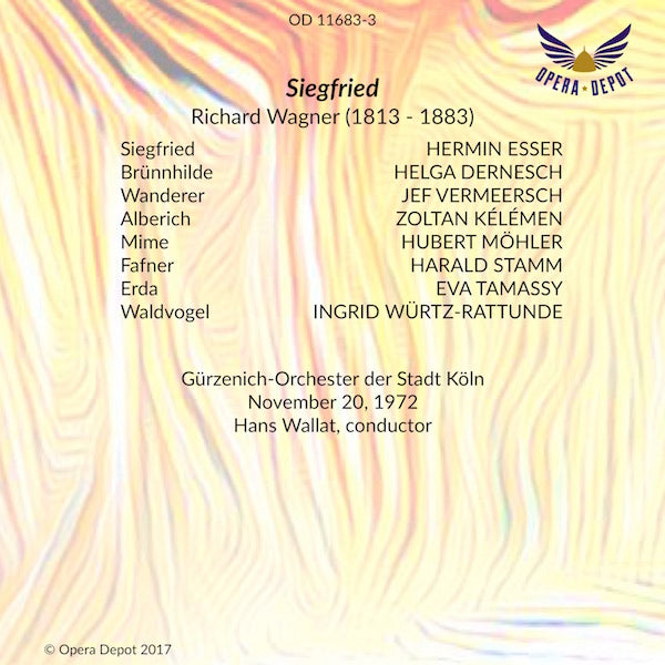 Wagner: Der Ring des Nibelungen - Dernesch, Esser, Vermeersch, Watson, Stamm, Kélémen, Coster, Synek; Wallat. Köln, 1972