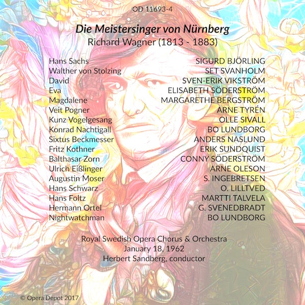 Wagner: Die Meistersinger von Nürnberg (In Swedish) - S. Björling, Svanholm, Söderström, Tyrén, Lundborg, Talvela; Sandberg. Stockholm, 1962
