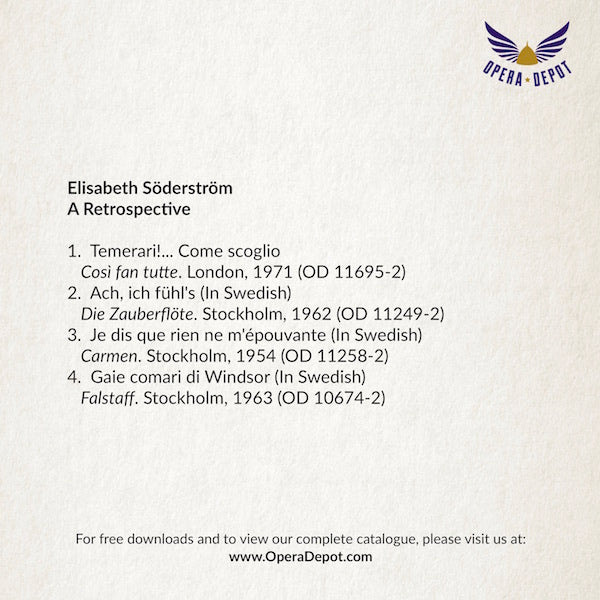 Compilation: Elisabeth Söderström - Die Zauberflöte, Così fan tutte, Carmen, Wozzeck, Rosenkavalier, Meistersinger, Falstaff & Vec Makropulos