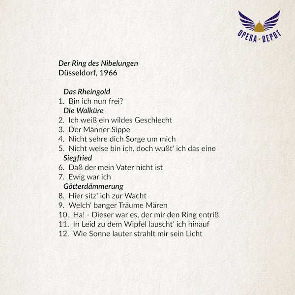 Wagner: Der Ring des Nibelungen (excerpts) - Varnay, Mödl, Hopf, Symonette, Hoffman, Talvela, Kélémen; Quennet. Düsseldorf, 1966