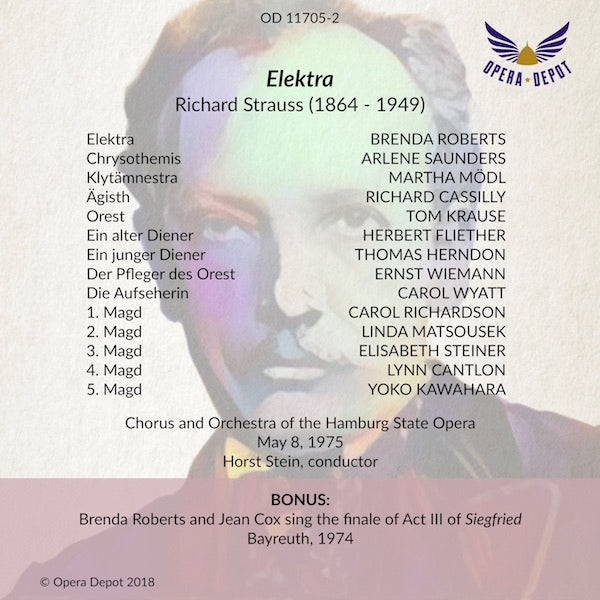 Strauss: Elektra - Roberts, Saunders, Mödl, Cassilly, Krause; Stein. Hamburg, 1975