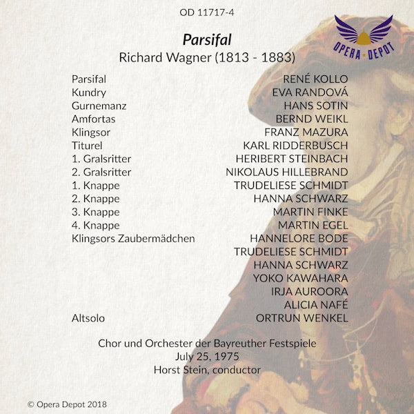 Wagner: Parsifal - Kollo, Randová, Sotin, Weikl, Mazura, Ridderbusch; Stein. Bayreuth, 1975