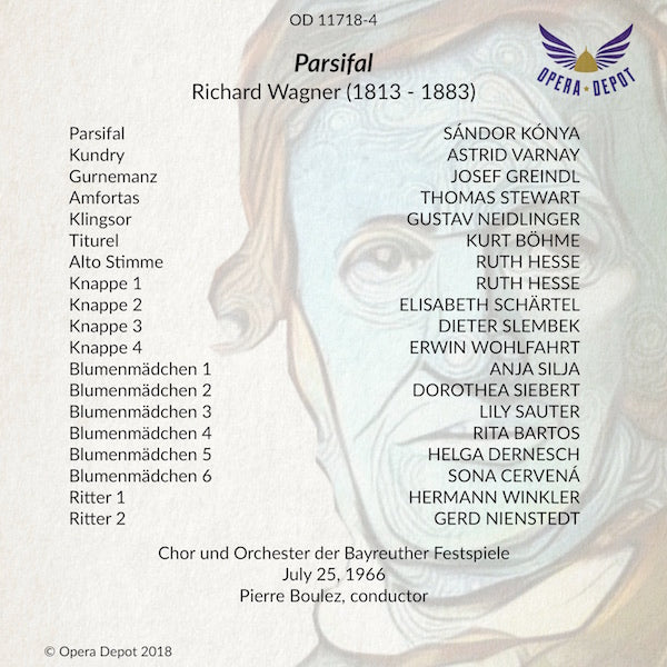 Wagner: Parsifal - Kónya, Varnay, Greindl, Stewart, Neidlinger, Böhme; Boulez. Bayreuth, 1966