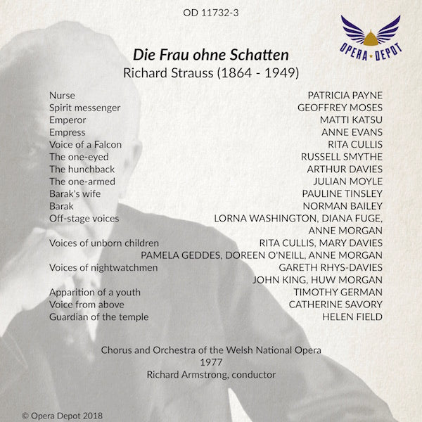 Strauss: Die Frau ohne Schatten (In English) - Evans, Katsu, Tinsley, Bailey, Payne; Armstrong. Cardiff, 1977