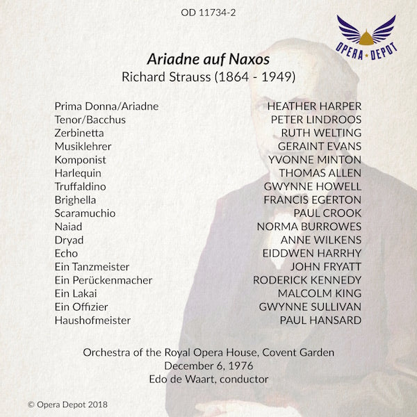 Strauss: Ariadne auf Naxos - Harper, Welting, Lindroos, Minton, Evans, Allen, de Waart. London, 1976