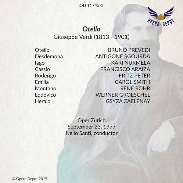 Verdi: Otello - Prevedi, Sgourda, Nurmela, Araiza; Santi. Zürich, 1977