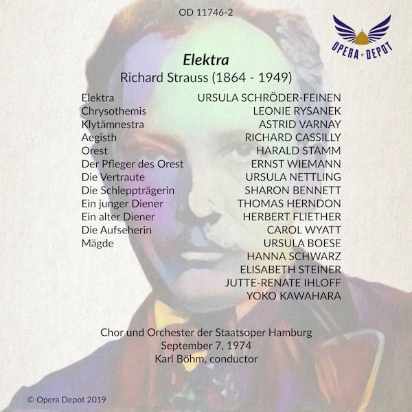 Strauss: Elektra - Schröder-Feinen, Rysanek, Varnay, Cassilly, Stamm, Schwarz; Böhm. Hamburg, 1974