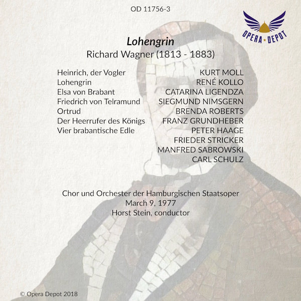 Wagner: Lohengrin - Kollo, Ligendza, Roberts, Nimsgern, Moll, Grundheber; Stein. Hamburg, 1977