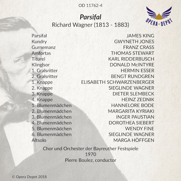 Wagner: Parsifal - King, Jones, Crass, Stewart, McIntyre, Ridderbusch; Boulez. Bayreuth, 1970