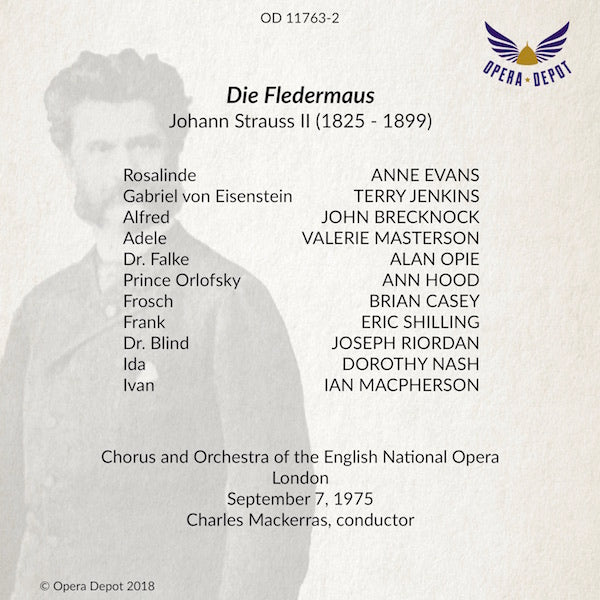 Strauss (Johann): Die Fledermaus (In English) - A. Evans, Masterson, Jenkins, Brecknock, Opie, Hood; Mackerras. London, 1975