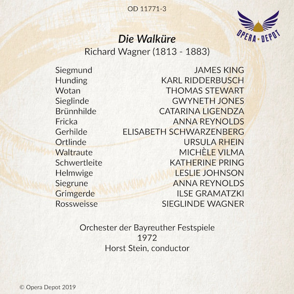 Wagner: Die Walküre - Ligendza, Stewart, Jones, King, Reynolds, Ridderbusch; Stein. Bayreuth, 1972