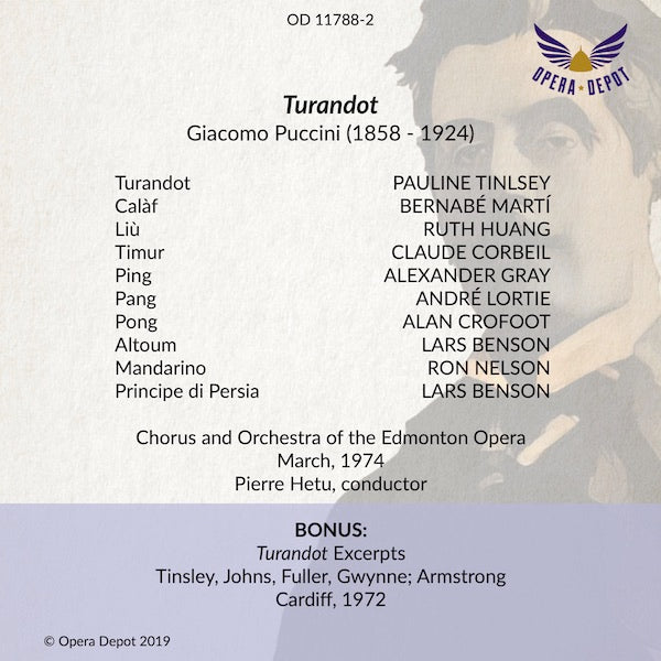 Puccini: Turandot - Tinsley, Martí, Huang; Hetu. Edmonton, 1974