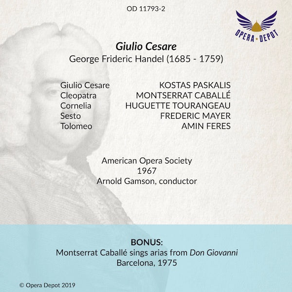 Handel: Giulio Cesare - Paskalis, Caballé, Tourangeau; Gamson. 1967. BONUS: Caballé sings arias from Don Giovanni