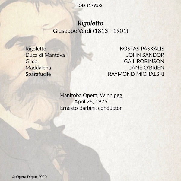 Verdi: Rigoletto - Paskalis, G. Robinson, Sandor; Barbieri. Winnepeg, 1975